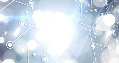 Poster - Animation of interconnected circles with bright light in center, abstract design