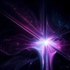Wall Mural - ethereal pink and blue shiny star or flare with rays of light over black background, graphic tool fo