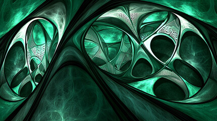 Teal abstract fractal art; swirling, organic shapes; digital background; website design