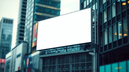 Aufkleber - a blank billboard in a busy city, providing a perfect space for advertisement and showcasing a mockup