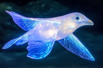 Poster - A legendary sea bird made of pure light, leaving a glowing trail as it flies over the oceanâ€™s surface