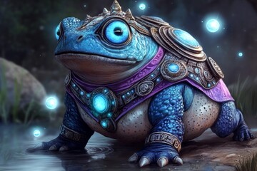 Poster - A magical amphibian glowing with mystical energy, surrounded by tiny floating orbs of light