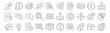 © Jolly J - Information Knowledge Sharing line icon set. Vector pictograms of info, FAQ, manual, search, guidance, instruction thin linear illustration.