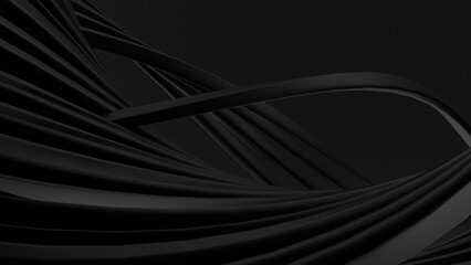 Wall Mural - curved abstract background representing modern art delicacy with black matte texture