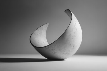 Fototapete - A curved concrete sculpture displays minimalist form and elegant structure