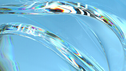 Wall Mural - blue crystal glass watery modern delicate curve abstract background