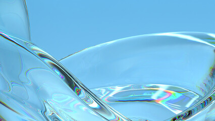 Wall Mural - delicate modern art abstract background made of water-like curves of blue crystal glass