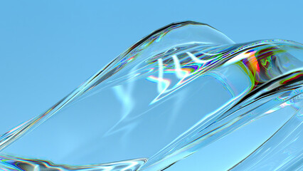 Wall Mural - modern art abstract background made of water-like curves of blue crystal glass