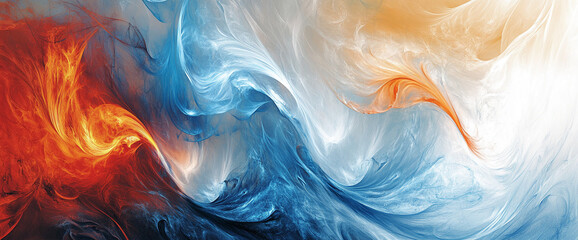 Aufkleber - Abstract artwork depicting swirling blue and orange hues, resembling fire and ice, suggesting opposing forces or duality, ideal for design backgrounds