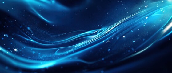 Wall Mural - abstract dark blue background with glowing light streaks and bokeh, representing energy flow and fut