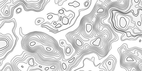 Poster - abstract topography with contour map waves paper topo relief line map mountain background. curved li