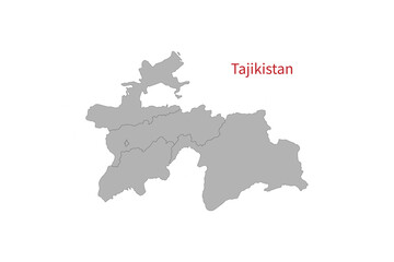 Tajikistan Map vector illustration. Tajikistan Map silhouette
