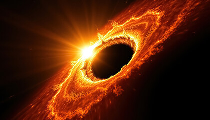 Poster - Fiery cosmic abyss gravity relentless grip space time ultimate enigma black hole heart