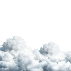 soft, fluffy clouds gathered against a bright, white sky, creating a serene and tranquil atmosphere.