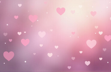 Poster - Soft Pastel Tones On A Blurred Background Are Paired With Heart Shapes And Bokeh Lighting Effects To Create A Whimsical Atmosphere.