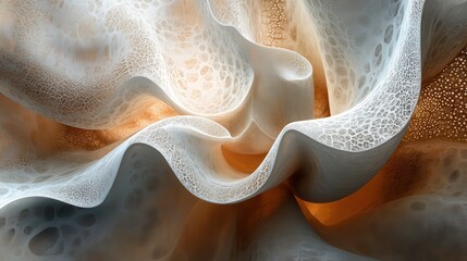 Poster - A close-up of flowing, translucent fabric with intricate patterns and soft colors, creating a delicate, ethereal feel.