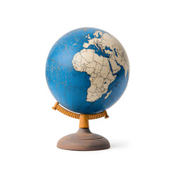 earth globe showing the continents and oceans of the earth isolated on white background