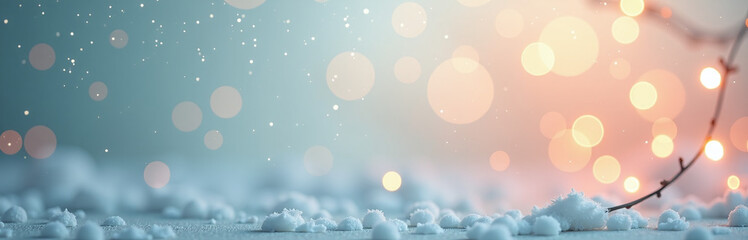 Aufkleber - Pastel Background Christmas Banner Features A Soft, Abstract Design With Twinkling Bokeh Lights Creating A Festive Atmosphere.
