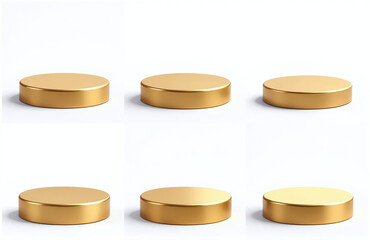 Aufkleber - Golden Pedestals With Isolated White Backgrounds In A Set Of Vector Images Suitable For Product And Advertising Use.