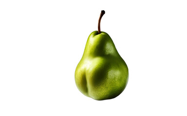 Poster - A single pear with a smooth green skin, isolated on a empty plain background