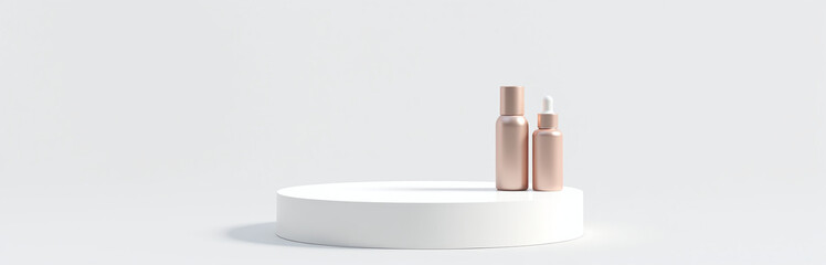 Aufkleber - Elegant Pedestal Or Platform For Luxury Beauty Products And Cosmetics With A Clean And Empty White Background.