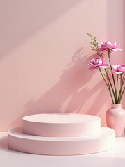 Poster - Elegant Pedestal Or Platform With Luxury Design Suitable For Beauty And Cosmetic Product Presentations As A 3d Rendering Png Image.
