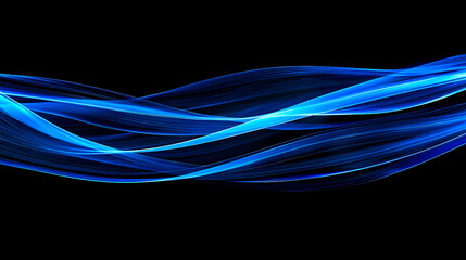 Fototapete - Abstract blue light trails flowing on black background