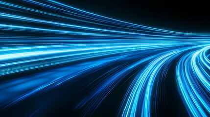 Aufkleber - Blue light trails speeding through dark space representing data flow