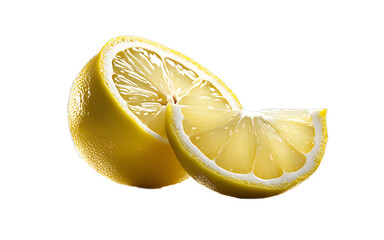 Poster - A sliced lemon with visible pulp, isolated on a empty plain background