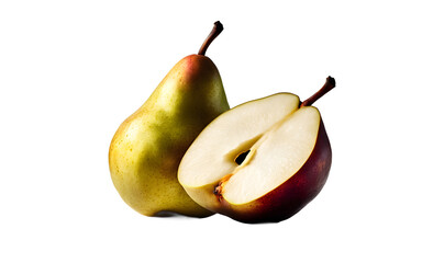 Poster - A sliced pear with juicy flesh, isolated on a empty plain background