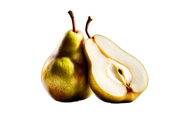 Poster - A sliced pear with juicy flesh, isolated on a empty plain background