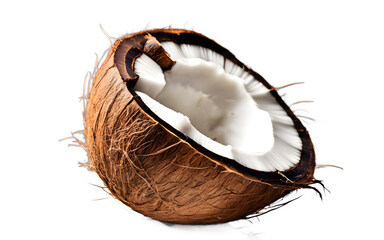 Poster - A whole coconut with its brown outer shell, isolated on a empty plain background