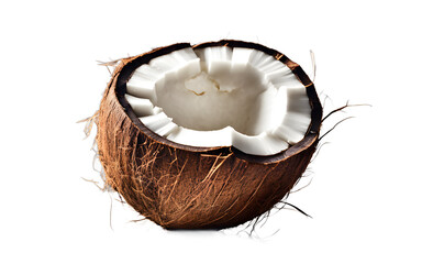 Poster - A whole coconut with its brown outer shell, isolated on a empty plain background
