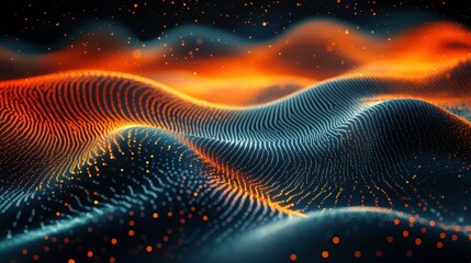 Poster - A vibrant, abstract representation of flowing waves, featuring dynamic patterns and glowing colors, creating a sense of movement and energy.