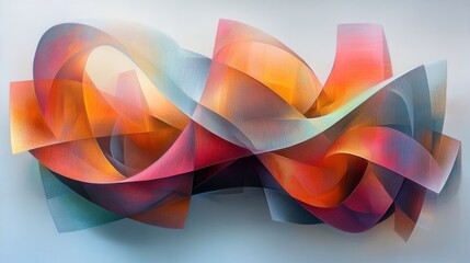 Poster - A vibrant, abstract sculpture featuring colorful, flowing forms that intertwine, creating a dynamic visual effect.