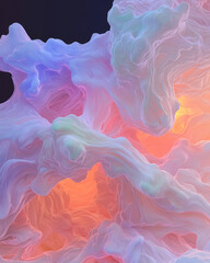 Poster - Energetic composition of dynamic cellular forms pulsating with radiant neon light, merging into