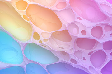 Poster - Hyper-detailed macro shot revealing iridescent cell membranes in seamless fluid transition, softly