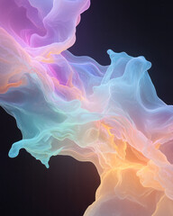 Poster - Energetic composition of dynamic cellular forms pulsating with radiant neon light, merging into