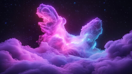 Poster - Dreamlike cascade of translucent organic forms, each pulsing with spectral light, evoking a