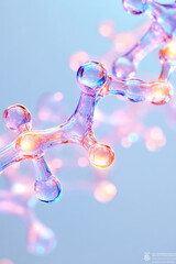 Poster - Abstract composition of intertwined molecular structures bathed in twilight hues, with soft neon