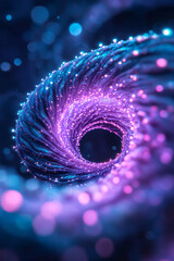 Poster - Dynamic fractal design where organic microbial shapes converge into a swirling vortex, layered