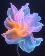 Poster - Bold editorial style featuring an evolving bloom with fractal details and radiant gradient colors,