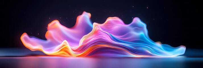 Poster - Dynamic fractal composition of cascading light and organic textures, each element pulsating with a