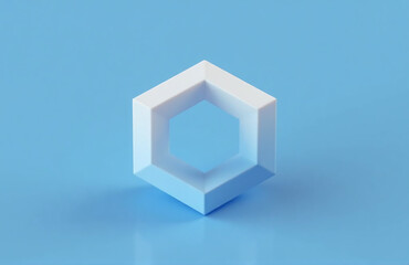 Aufkleber - A Minimalist, Abstract 3d Geometric Shape Sits On A Blue Background, Awaiting Product Design Mockup And Display.