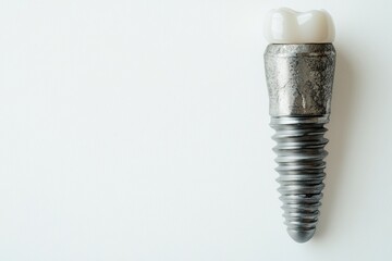 Aufkleber - High quality dental implant showcasing detailed metal texture against a smooth white background with space for text Generative AI
