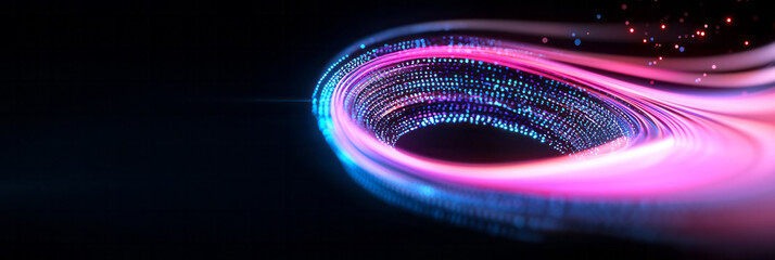 Aufkleber - A cybernetic abstract art piece where swirling binary streams and luminous neural pathways