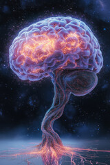Poster - A high-definition digital collage merging organic neural textures with sleek circuit patterns,
