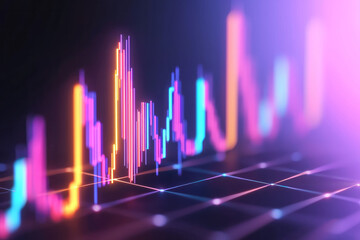 Aufkleber - Abstract composition of vibrant data clusters and geometric graphs, with pulsating neon gradients