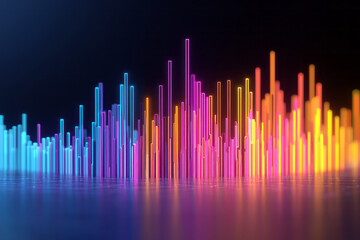 Aufkleber - Abstract composition of vibrant data clusters and geometric graphs, with pulsating neon gradients