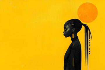 Poster - Minimalist composition featuring a poised leader with a strong, focused gaze, accented by
